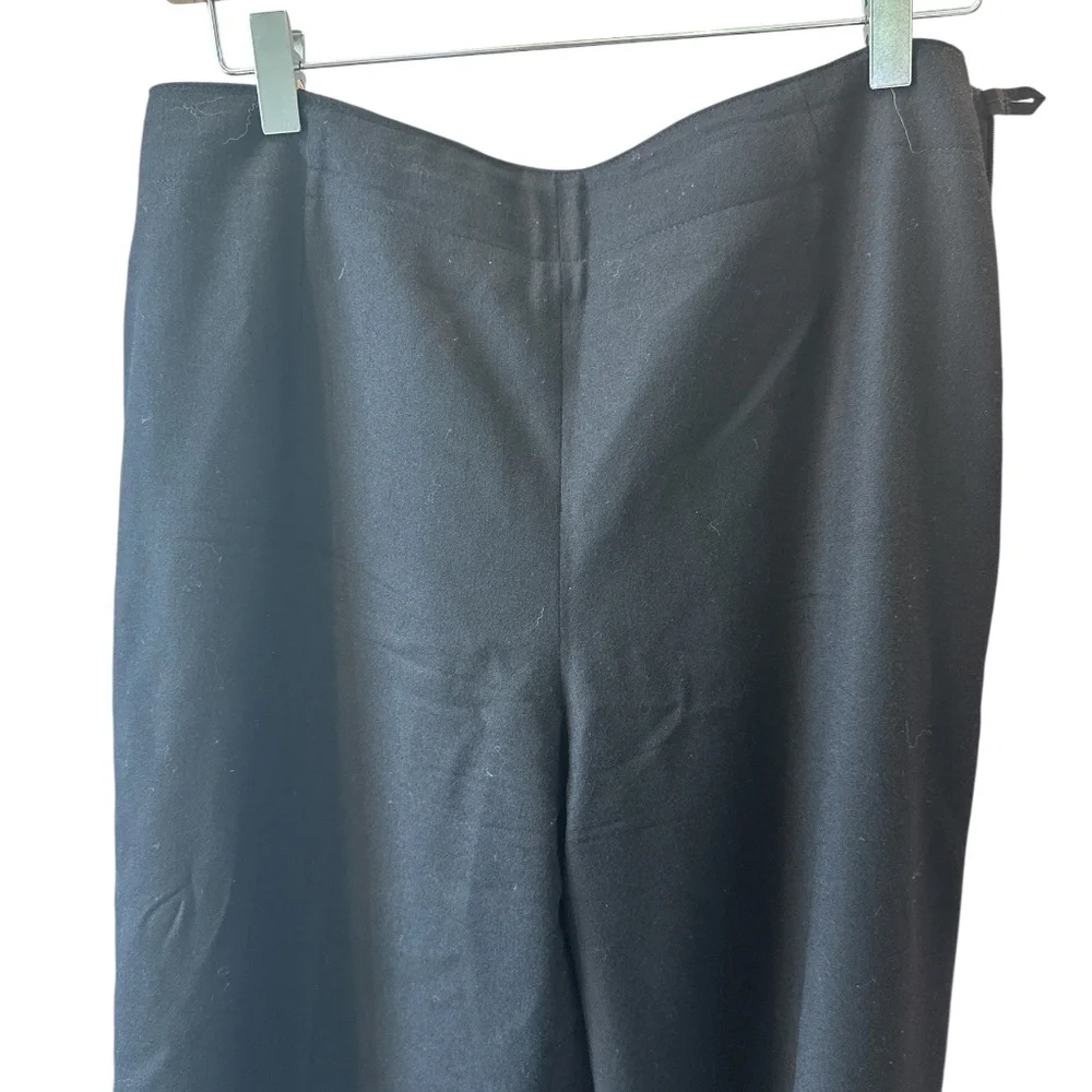 Vintage Talbots Pants 12 Wool Wide Leg Minimalist Trouser Career Classic Black‎